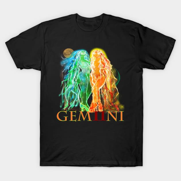 Gemini Zodiac Astrology Artwork Twins T-Shirt by starchildsdesigns